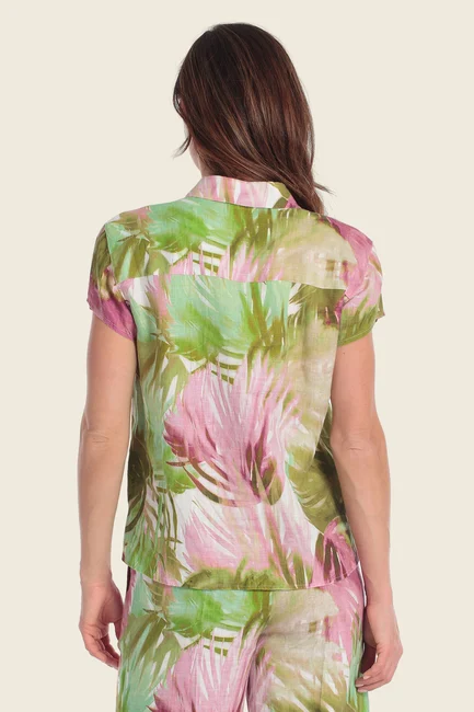 Blouse met bladprint