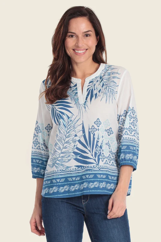 Blouse met botanisch dessin