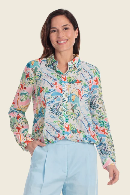 Blouse met botanische print