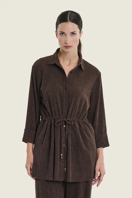 Blouse met taillekoord en structuur
