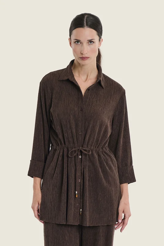 Blouse met taillekoord en structuur