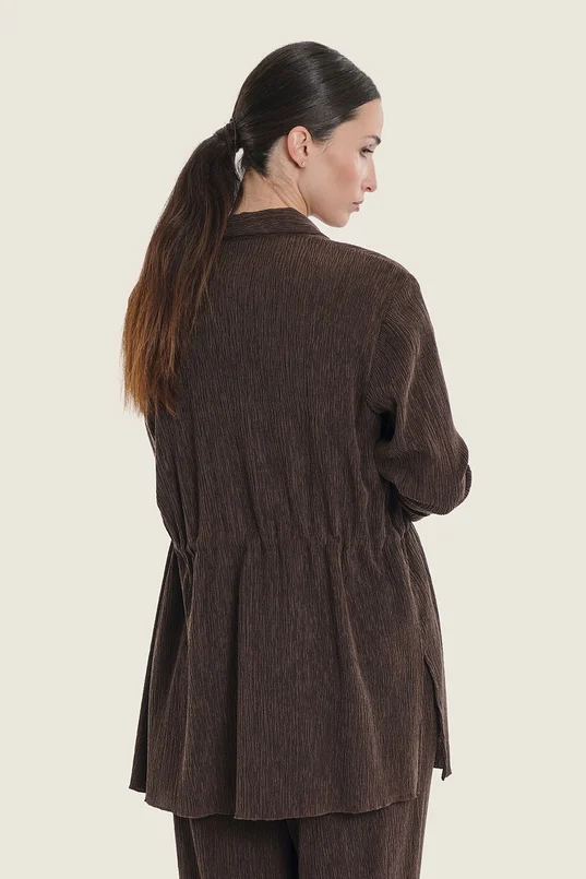 Blouse met taillekoord en structuur