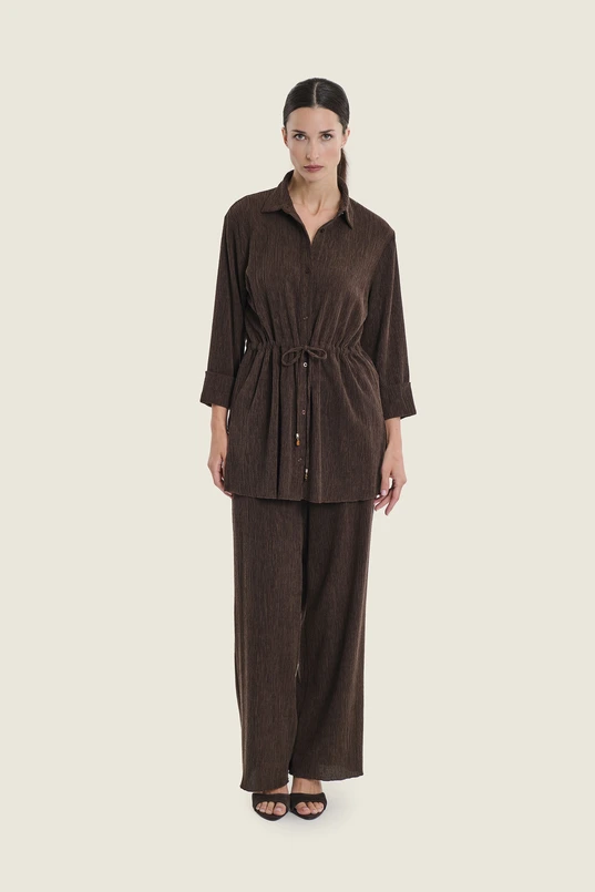 Blouse met taillekoord en structuur