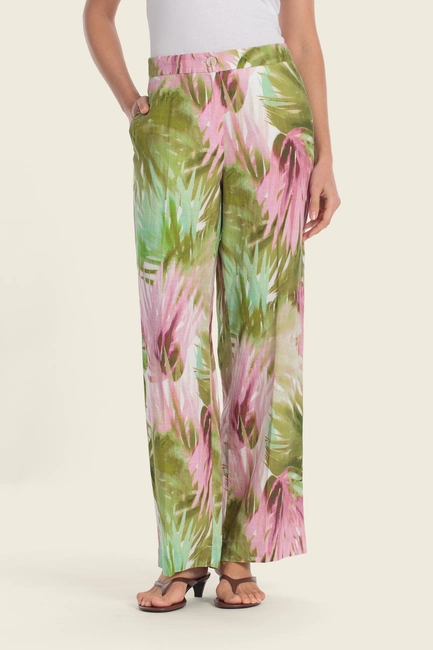 Broek met tropische print