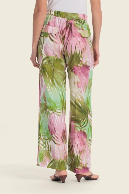 Broek met tropische print