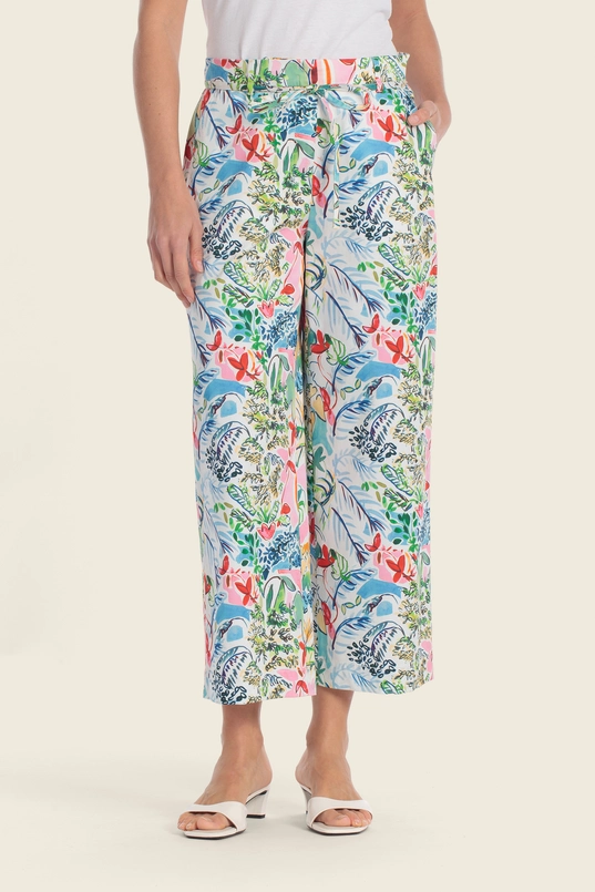 Broek met tropische print