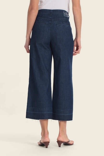 Cropped denim broek