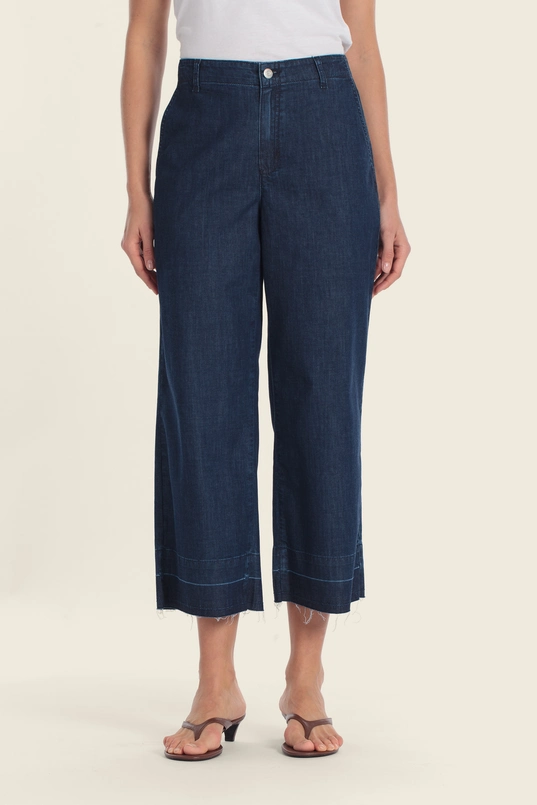 Cropped denim broek