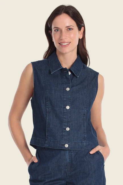 Denim top met knoopsluiting