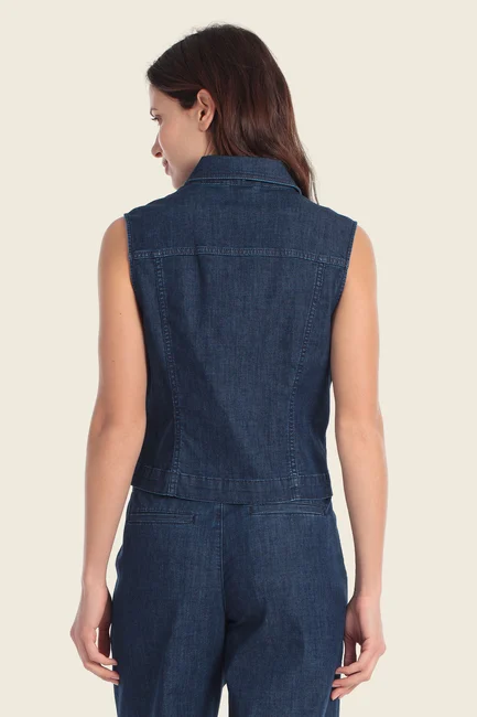 Denim top met knoopsluiting