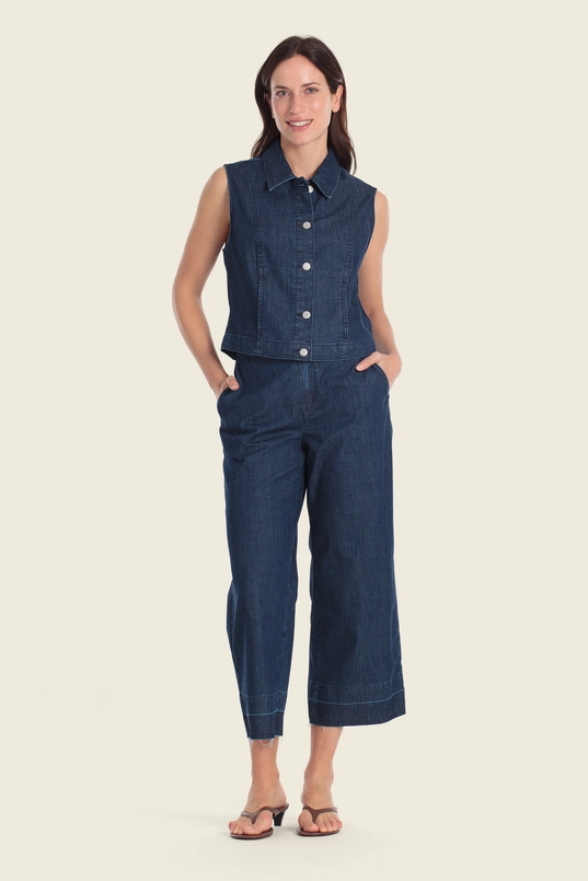 Denim top met knoopsluiting