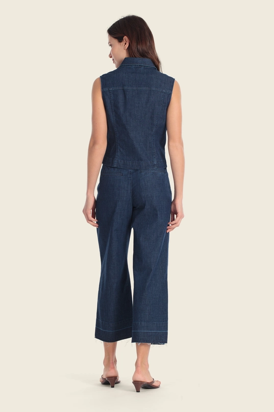 Denim top met knoopsluiting