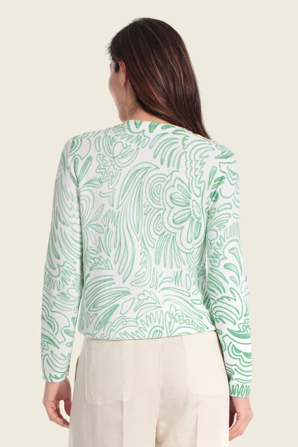 Gebreid jasje met bladmotief