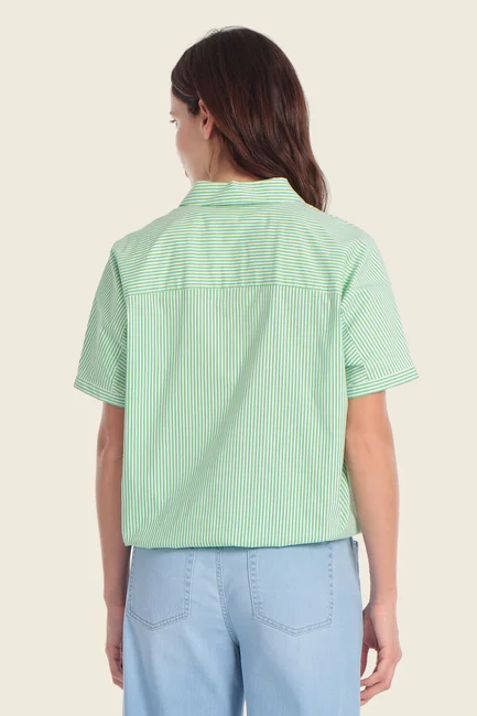Gestreepte blouse met borstzakken