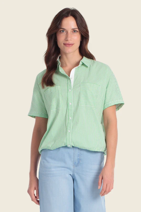 Gestreepte blouse met borstzakken