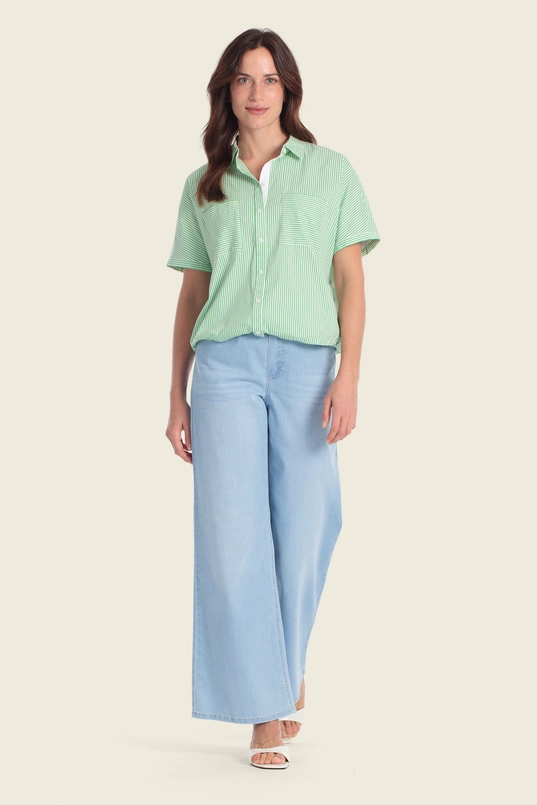 Gestreepte blouse met borstzakken