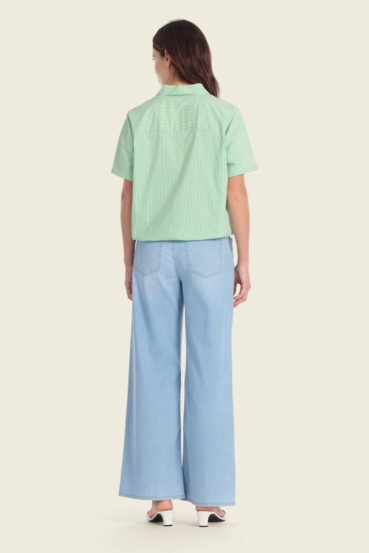 Gestreepte blouse met borstzakken