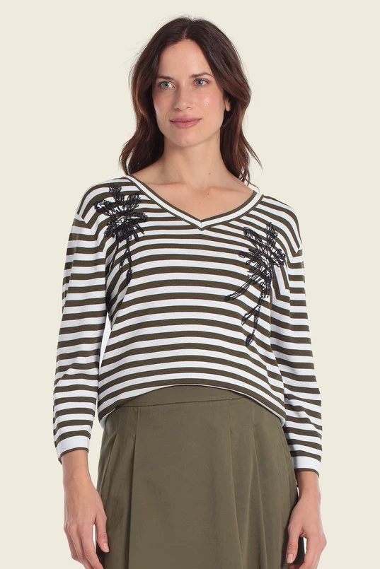 Gestreepte top met applicatie