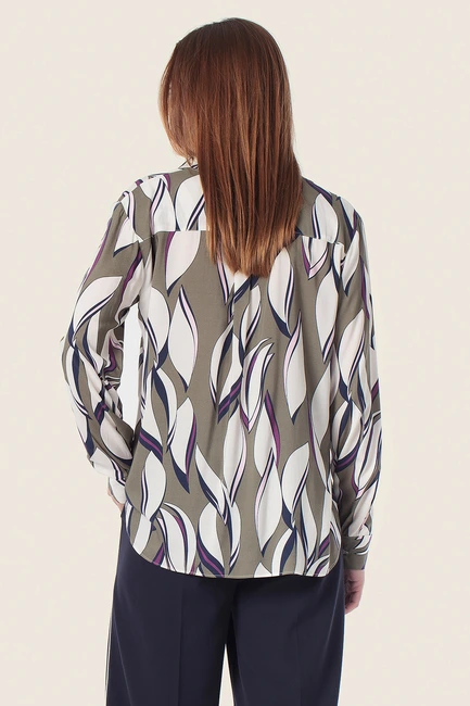Grafische bladprint blouse