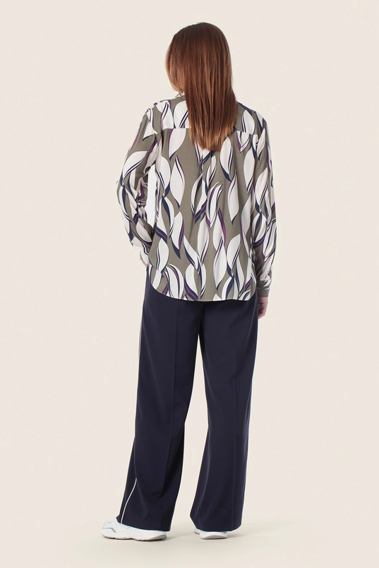 Grafische bladprint blouse