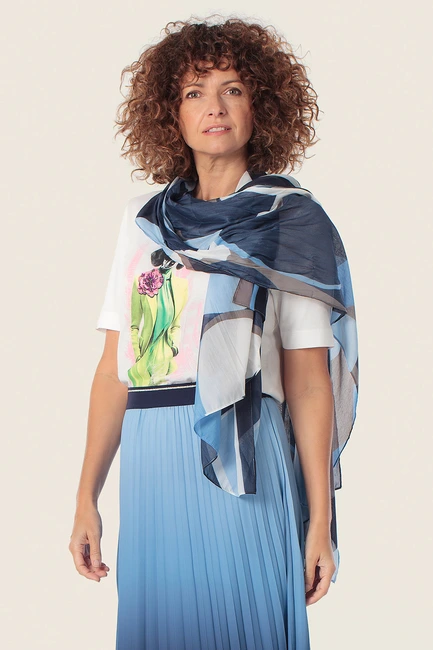 Lichte shawl met grafisch dessin
