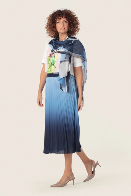 Lichte shawl met grafisch dessin