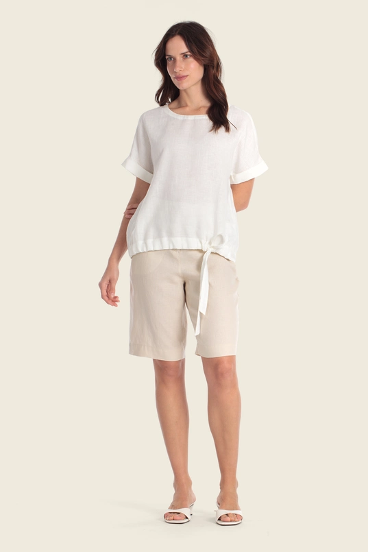 Linnenlook top met strikdetail