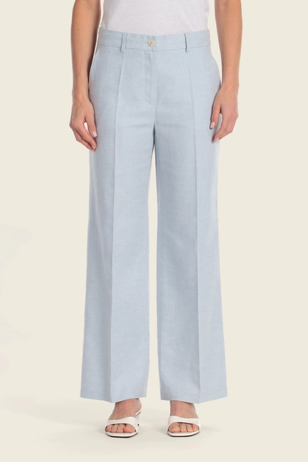 Linnenmix broek met wijde pijpen
