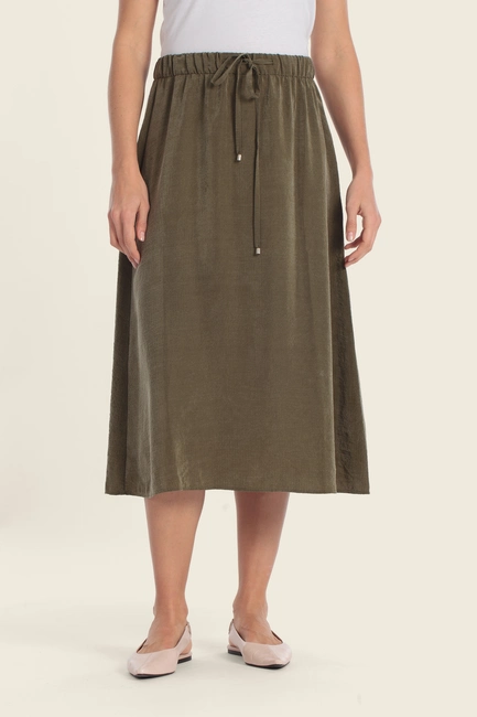 Midi rok met elastische taille