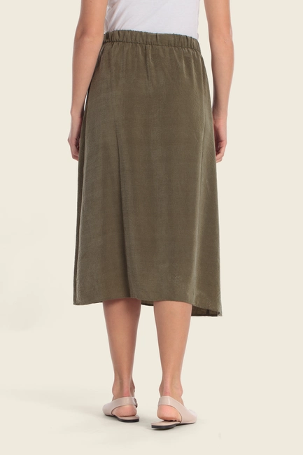 Midi rok met elastische taille