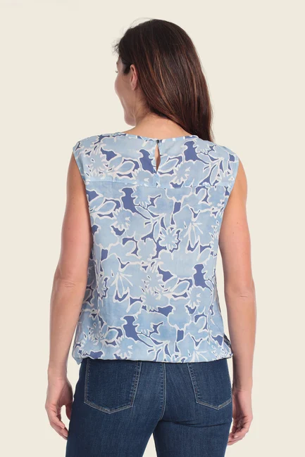 Mouwloze blouse met abstract bloemendessin