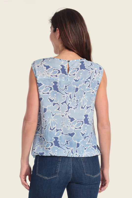 Mouwloze blouse met abstract bloemendessin