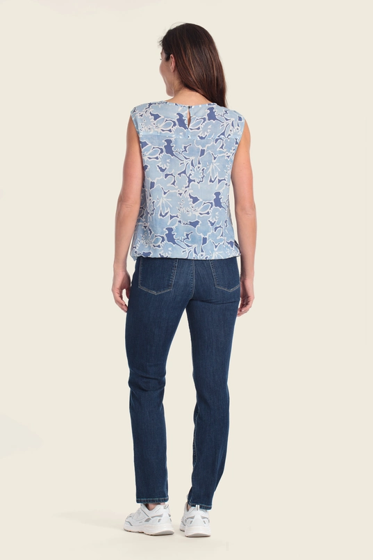 Mouwloze blouse met abstract bloemendessin