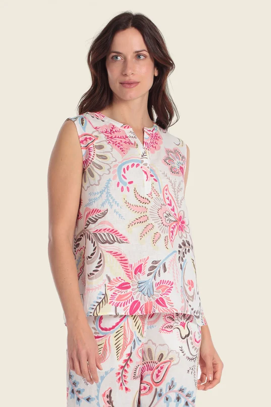 Mouwloze top met paisleyprint