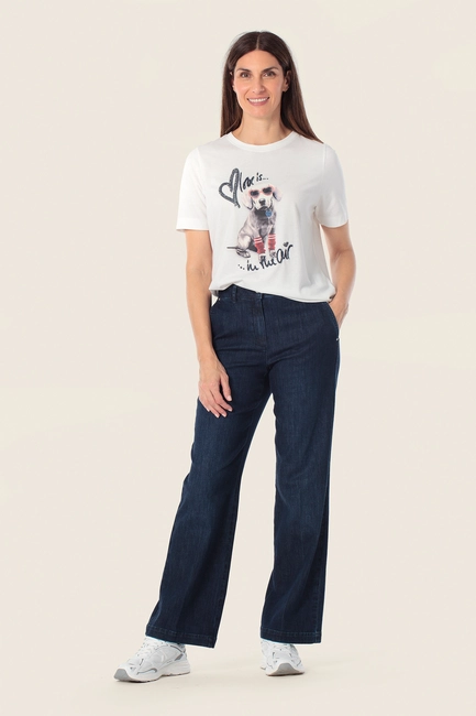 Rechte jeans met wijde pijp