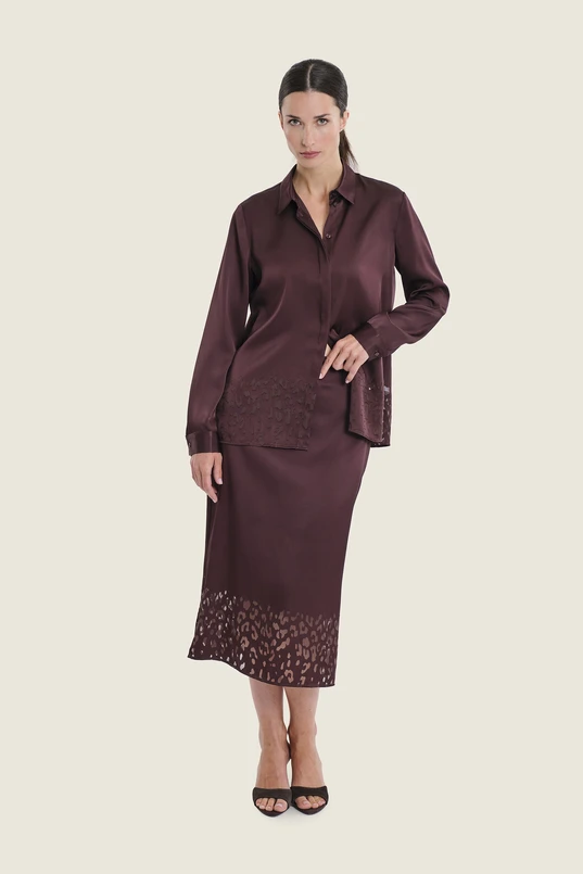 Satijnen blouse met bloemendetail