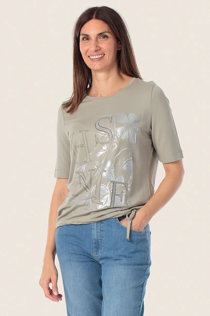 Shirt met glanzende print