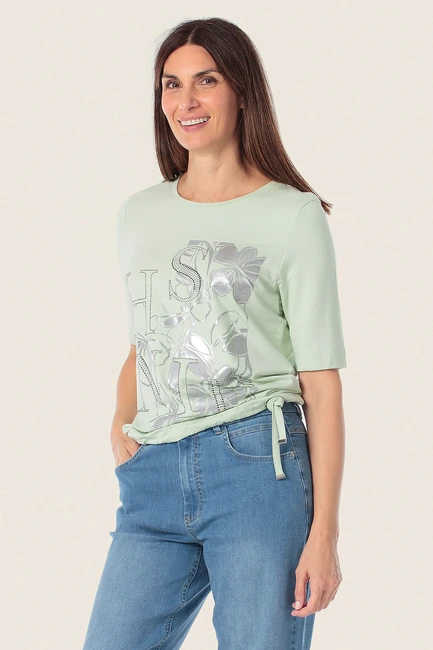 Shirt met glanzende print