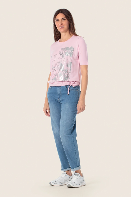 Shirt met glanzende print