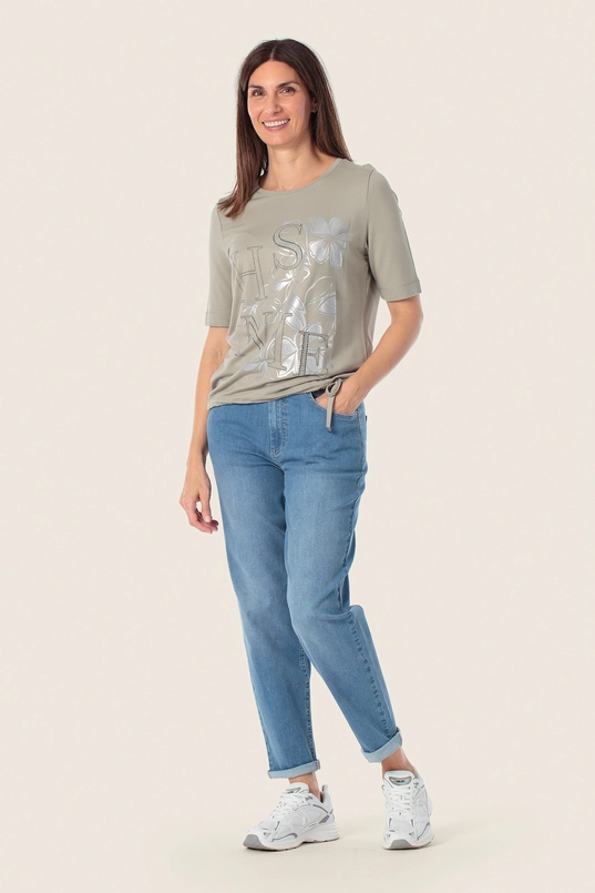 Shirt met glanzende print