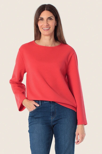 Structuurshirt met wijde mouwen