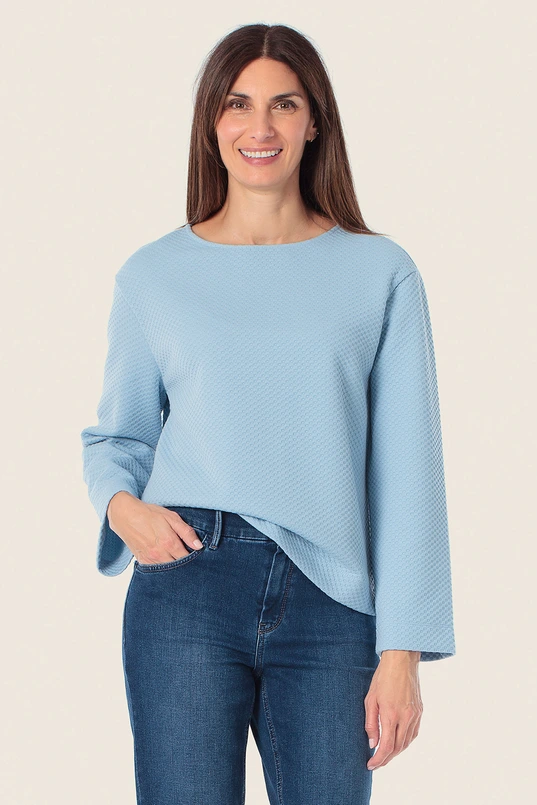 Structuurshirt met wijde mouwen