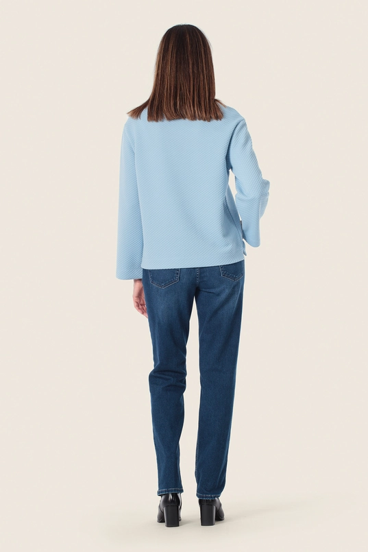 Structuurshirt met wijde mouwen