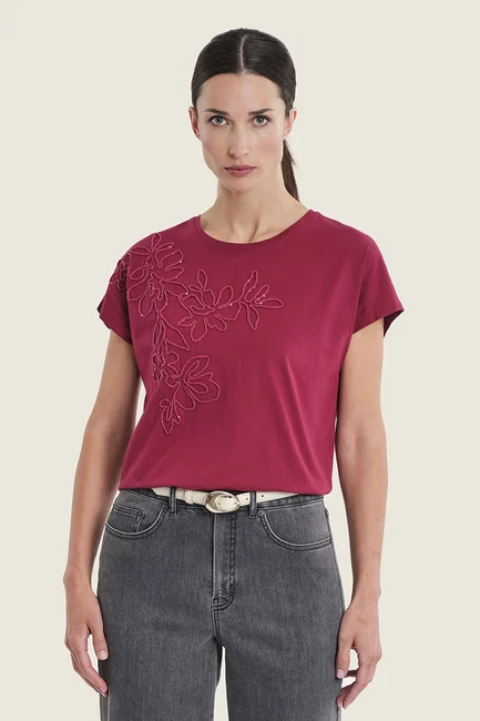 T-shirt met bloemendetail