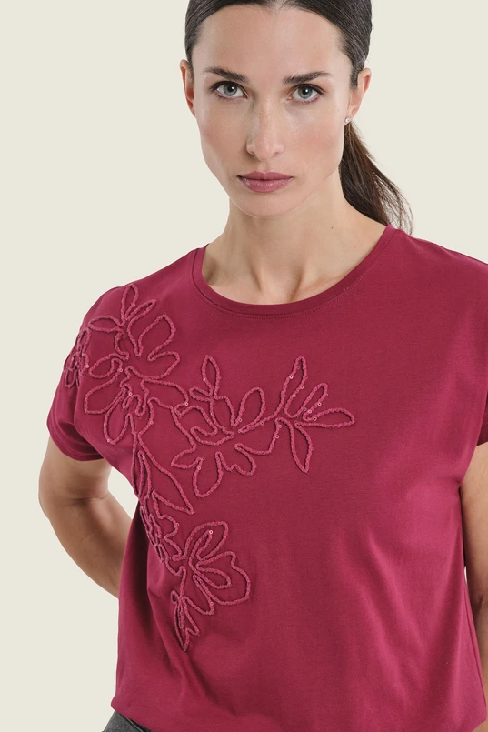 T-shirt met bloemendetail