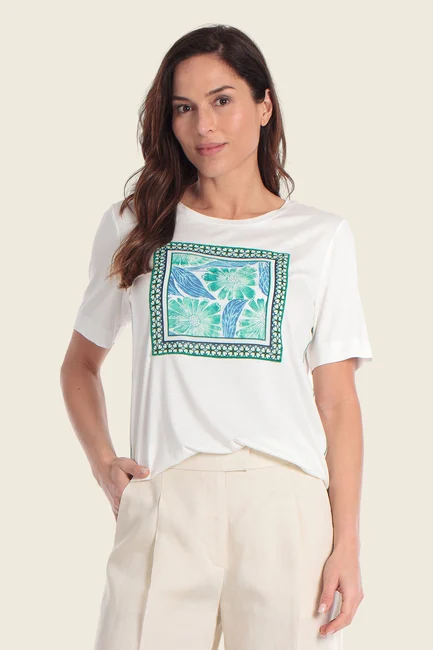 T-shirt met botanisch frontdessin