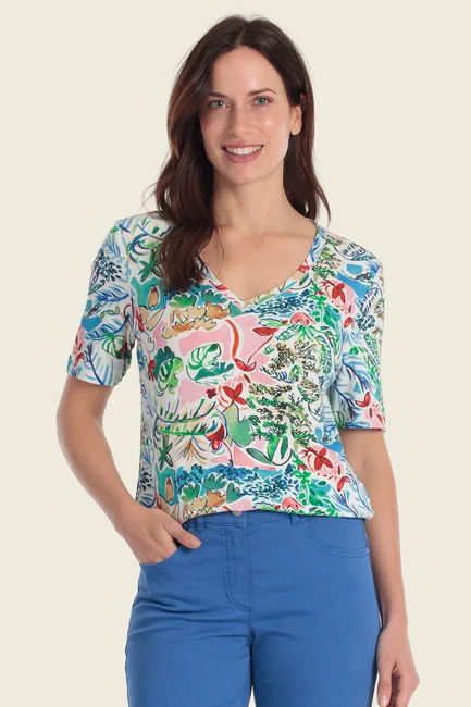 T-shirt met botanische print