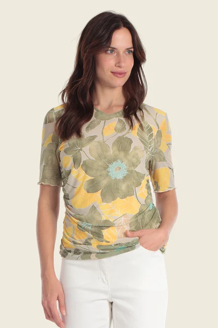 Top met botanische print