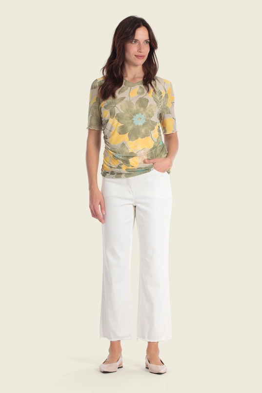 Top met botanische print