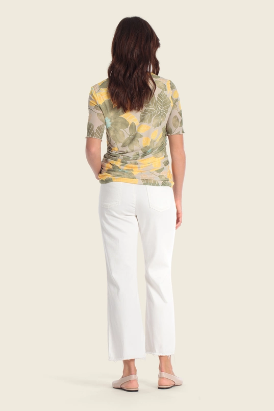 Top met botanische print